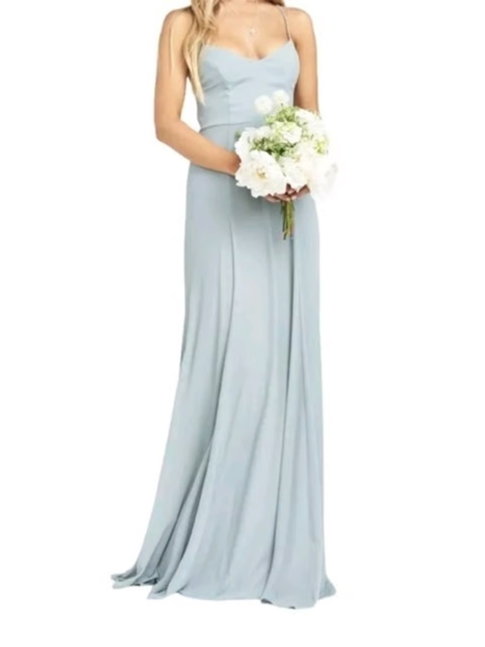 NWT Show Me Your Mumu Godshaw Goddess Gown in “Sage Crisp” chiffon (M)